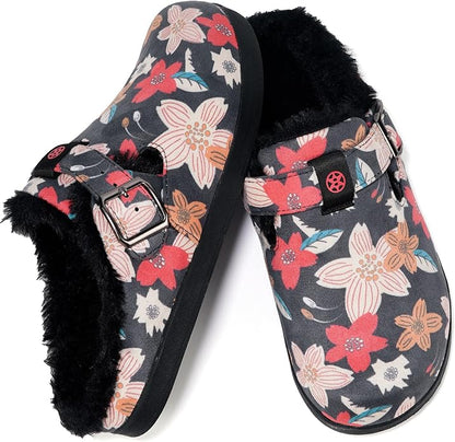 Fur Lined Clogs for Women Men Suede Winter Slippers Arch Support Slip on Mules - Image 6