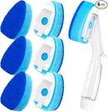 HELIME Heavy Duty Dish Wand Refills Kit with Handle, 6 Non Scratch Dishwand Refill Pack, Replacement Sponge Heads Set,Dishwashing Scrub Brush,Soap Control Dispenser Scrubbers, Dishwasher Cleaning Tool