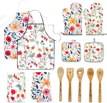 13 Pcs Kitchen Stuff Accessories Include 5 Cute Wooden Spoons & 2 Kitchen Oven by Qchengsan