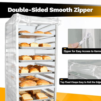 BIEAMA Bun Rack Cover – 10 Tier Commercial Bakers Racks Sheet Pan Rack Cover PVC - Image 3