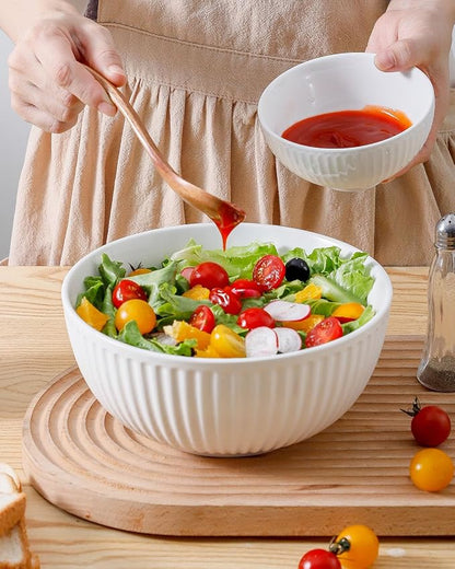 HASENSE Large Salad Bowls of 2, Porcelain 60 Oz Serving Bowl 8 Inch - Image 5