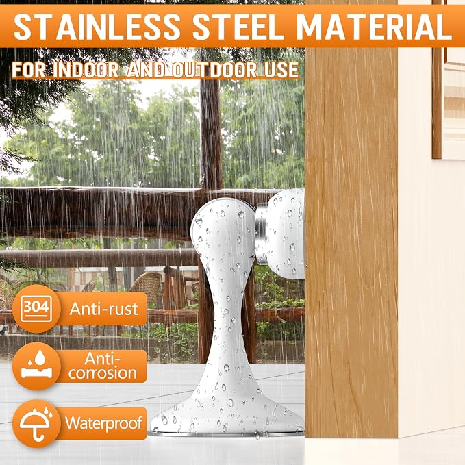 Crosize Magnetic Door Stoppers 4 Pack, Stainless Steel Door Catch - Image 8