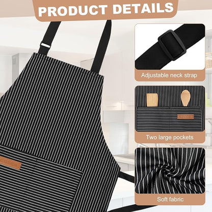 2 Pack Stripes Kids Apron, Kids Cooking Aprons - Image 3
