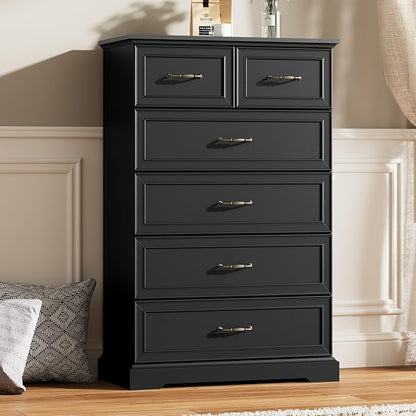 6 Drawer Dresser for Bedroom, Rustic Farmhouse Dresser by Thacuok