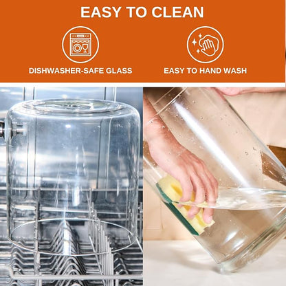 Glass Beverage Dispenser with Bamboo Stand 6.7 In and Lid, Iced 1.5 Gallon - Image 4