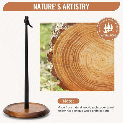 Wood Paper Towel Holder Countertop, Easy Tear Farmhouse Kitchen Towel Holder - Image 4