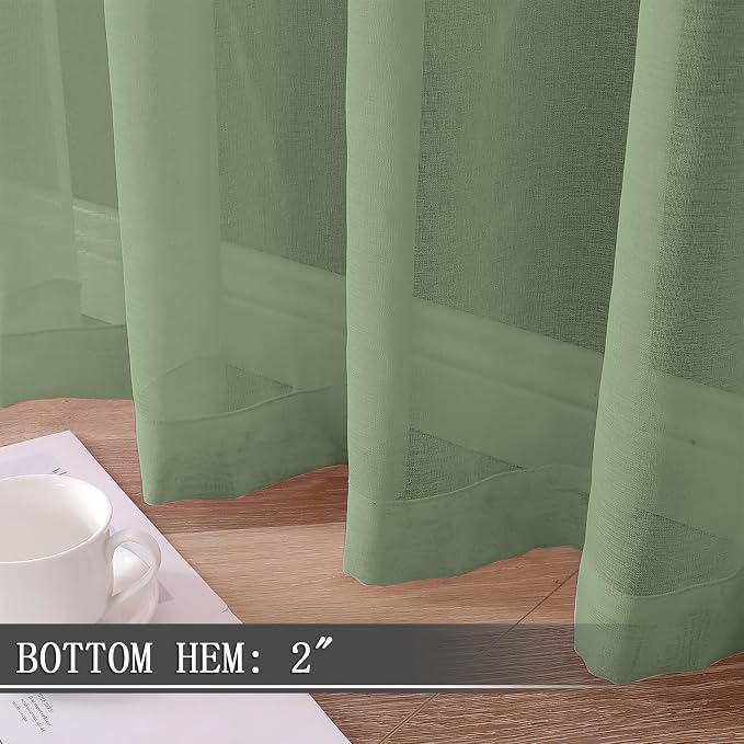 Tollpiz Short Sheer Curtains Living Room Linen Textured Curtain Sheers Light - Image 4