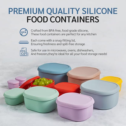 ISSEVE 12Pcs/Set Nesting Silicone Food Storage Containers - Image 8