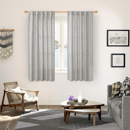 YoungsTex Dark Grey Linen Curtains 63 Inch Length - Image 2