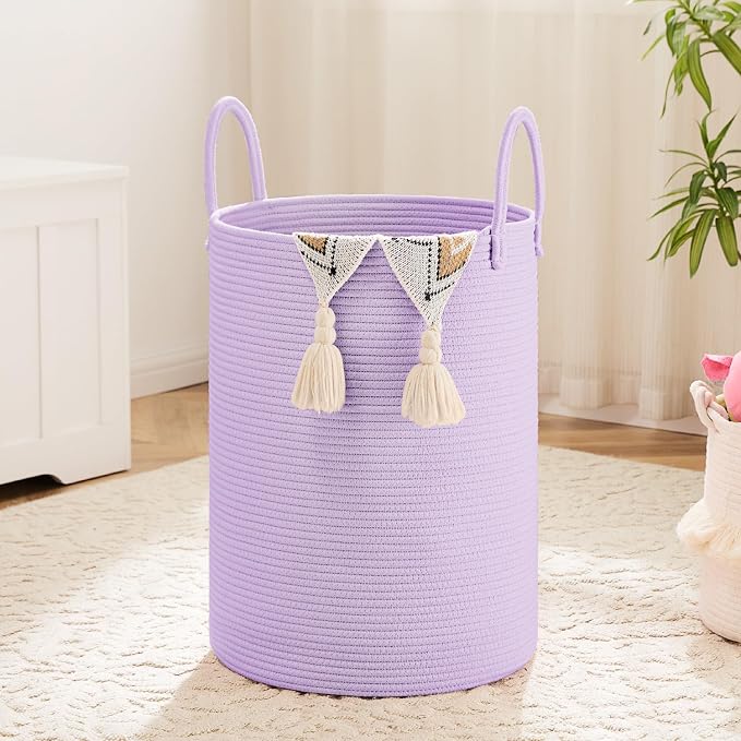Laundry Basket, Woven Cotton Rope Laundry Hamper, 40L by Artfeel