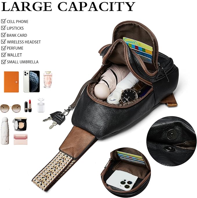 Sling Bag Crossbody Bags for Women Small Cross Body Bag Fanny Packs Chest Sling Purse for Daily Travel Leisure Sport