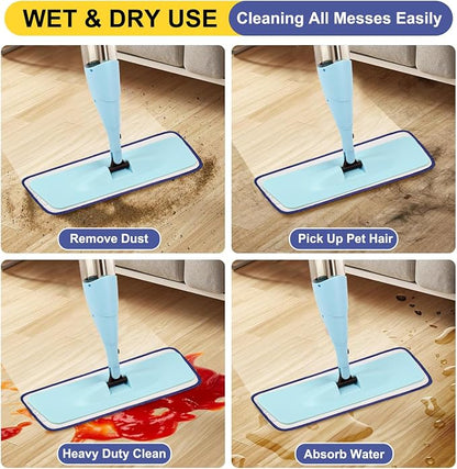 8 Pack 16.5 inch Reusable Mop Pads Microfiber Spray Mop Replacement Heads - Image 6