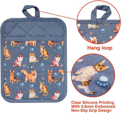 Pot Holders Set of 2 Heat Resistant 480 ℉Non Slip Clear Silicone Printed - Image 3