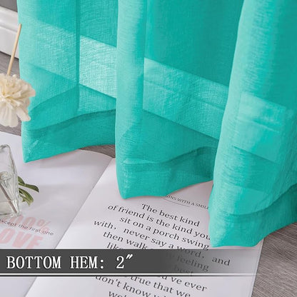 Tollpiz Short Sheer Curtain Linen Textured Bedroom Curtains Sheer Light - Image 4