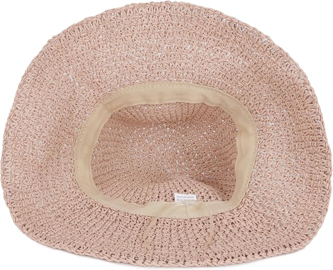 Womens Wide Brim Straw Sun Hat Foldable Floppy Crochet Beach Hat for Summer