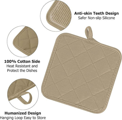 Oven Mitts and Pot Holders Set, Heat Resistant Silicone Kitchen Mini Oven - Image 4