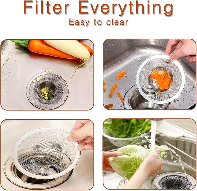 4pcs Heavy Duty Stainless Steel Slop Basket Filter Trap, 4.41" Top / 2.44" Mesh - Image 4