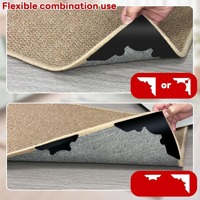 Rug Non Slip Grippers, Reusable Keep Rug Corner Down Tape Pads - Image 5