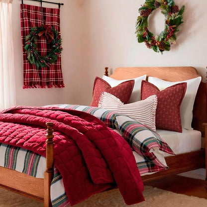ZWJD Christmas Pillow Covers 26x26 Set of 2 Soft Polyester Textured Red Pillows - Image 6