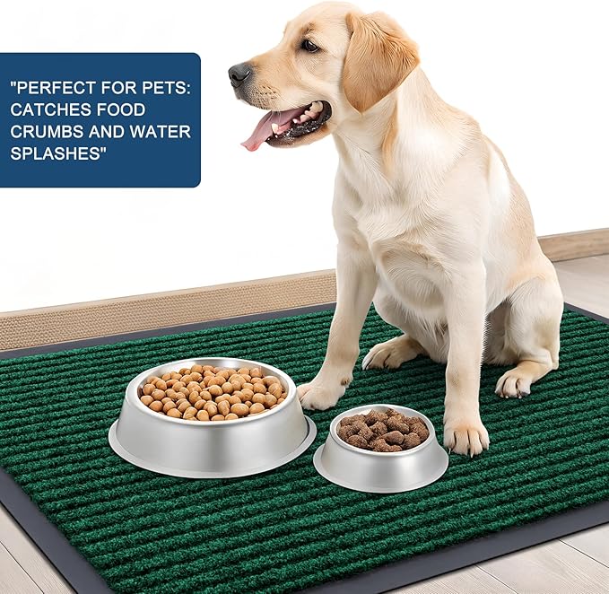 OLANLY Front Door Mat Indoor Outdoor Entrance, Waterproof Heavy Duty Doormat, Fade Resistant, Low Profile, Easy Clean Patio Porch Welcome Floor Mats for Entry, 29.5x17, Green