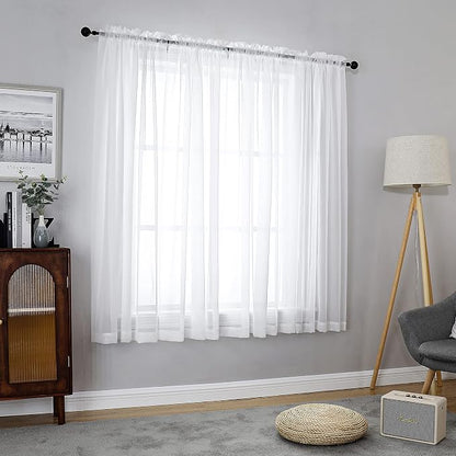 Chyhomenyc White Sheer Curtains 63 Inch Length 2 Panels Set, Light Filtering - Image 4