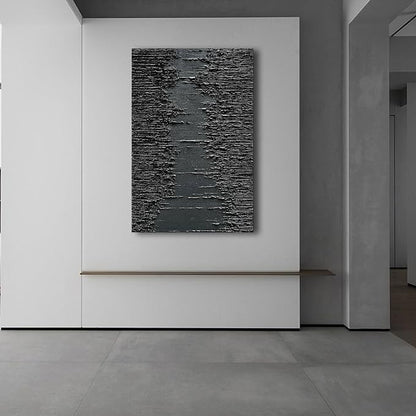 NANKAI Art Hand-Painted Thick Texture Black Minimalist Oil Painting 45x30 Inchs - Image 7