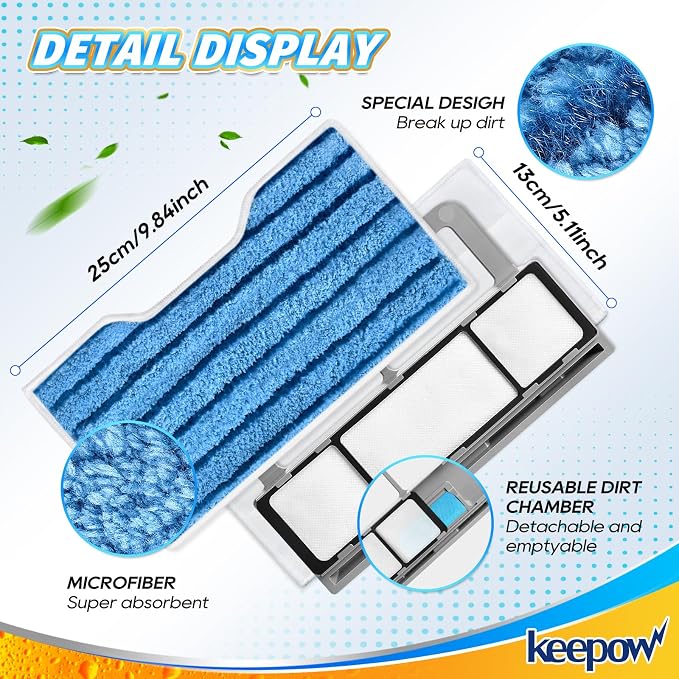 KEEPOW Reusable Mop Pads Refills, Replacement Pads Compatible - Image 2