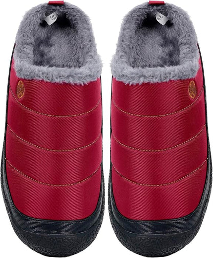 Womens Mens House Slippers Slip on Snow Winter Warm Fully Fur Lined Slippers - Image 6