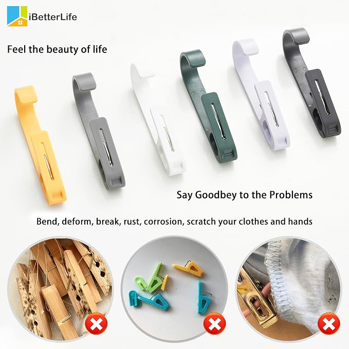 iBetterLife 4Pcs Laundry Hooks Hanging Clips Heavy Duty Outdoor Clothes Pins - Image 6