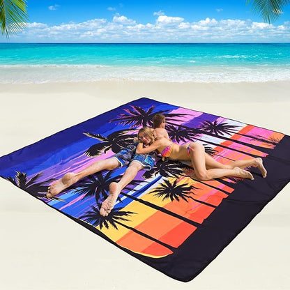 WIWIGO Beach Blanket Waterproof Sandproof Beach Mat 79" X 83"/10'x9'for 2-8 by WIWIGO
