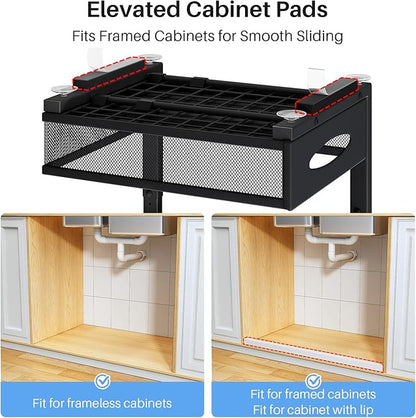 Under Sink Organizer, 2 Tier Pull Out Under Cabinet Organizer Shelf - Image 3