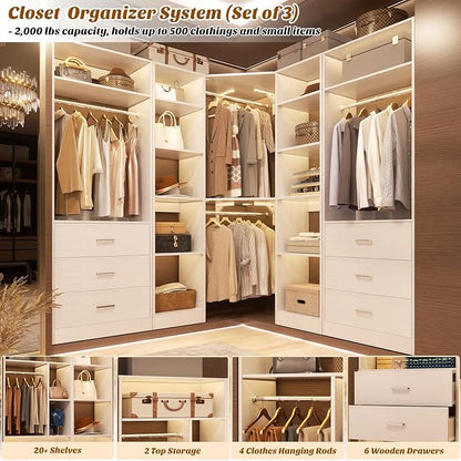Corner Closet System with 6 Drawers, Closet Organizer System with 14 Shelves & - Image 4