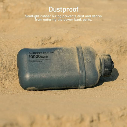 ELECOM NESTOUT Rugged Power Bank, 15000mAh Outdoor Charger, 32W USB-C Fast Charging PD, Waterproof IP67, Durable Shockproof, Battery Pack for iPhone Tablet Hiking Travel Camping (Beige, 15000mAh)