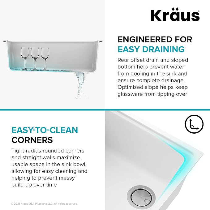 KRAUS Kitchen Sink Bellucci 32” Undermount Workstation Granite, Metallic White, Accessories, KGUW1-33WH