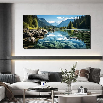 GUGIKA Landscape Wall Art for Living Room, Mountain and Lake Wall-Decor for - Image 2
