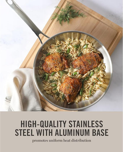 Martha Stewart Castelle Large 12" Stainless Steel Frying Pan Non Toxic Fry Pan - Image 3