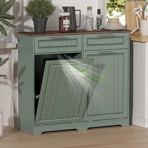 Double 10 Gallon Tilt Out Trash Can Cabinet by JMHDYG