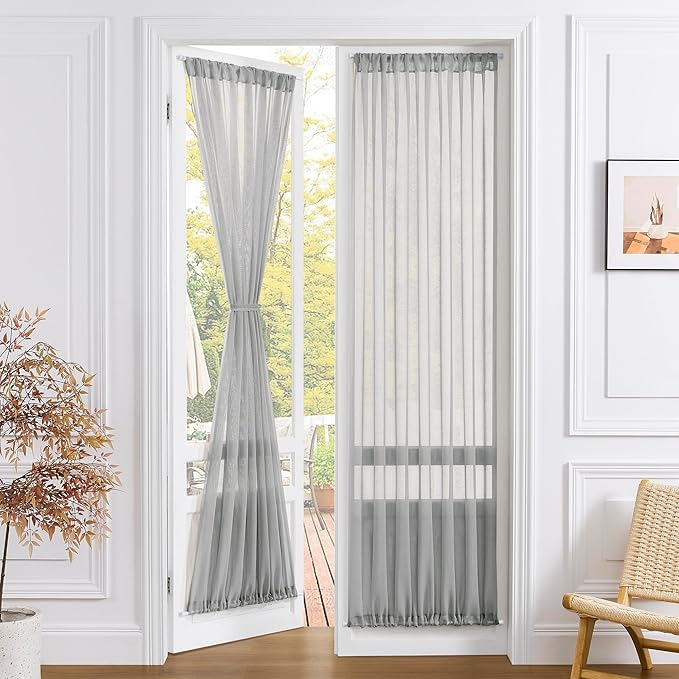 Tollpiz Sheer Curtains Closet Linen Textured Curtain Sheers Doorway Light by Tollpiz