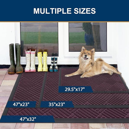 Smiry Front Door Mat Outside Entrance, Heavy Duty Outdoor Indoor Mat, Natural - Image 2