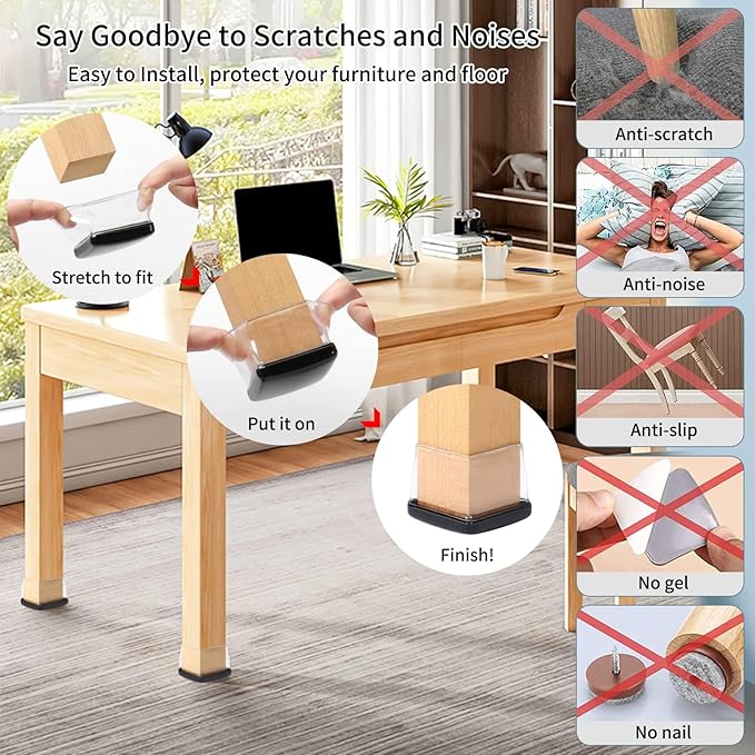Ezprotekt 8 Pcs Large Clear Chair Leg Sliders - Image 5