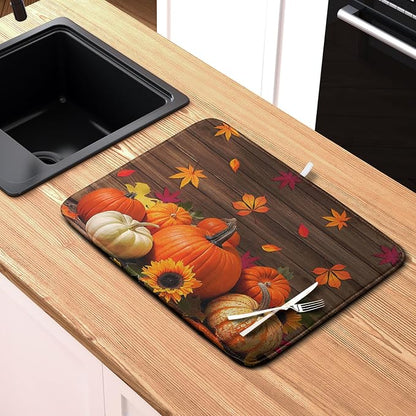 AutumnThanksgiving Pumpkin Dish Drying Mat - Image 6