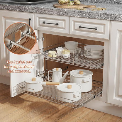 ROOMTEC Individual Pull Out Cabinet Organizer, 2 Tier Spice Rack Organizer - Image 5