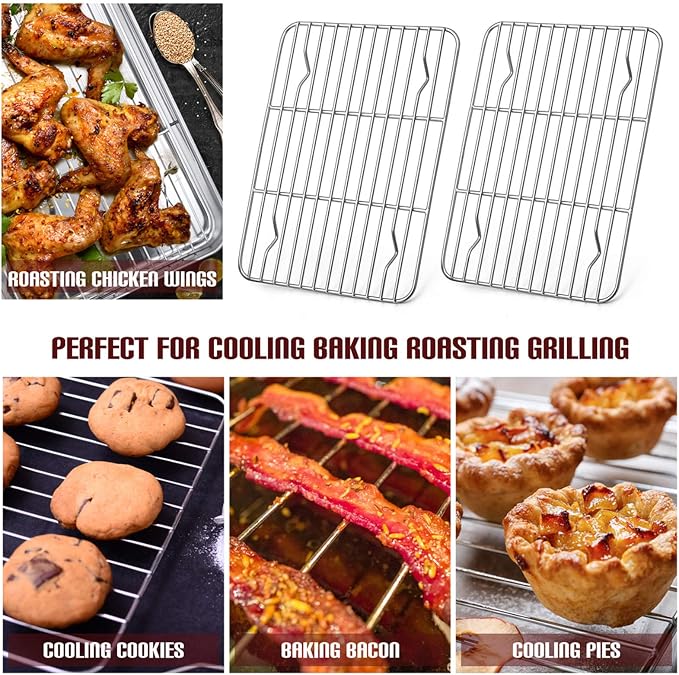 E-far Small Baking Cooling Rack Set of 2, Stainless Steel Metal Roasting - Image 7