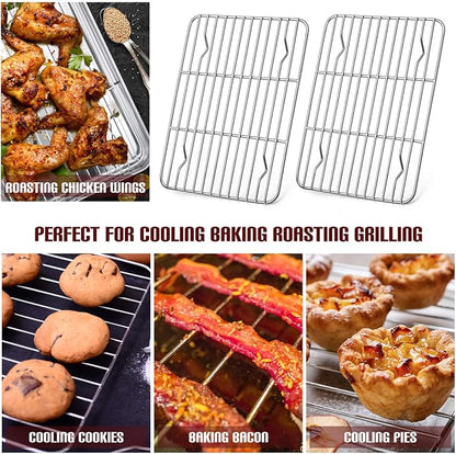 E-far Small Baking Cooling Rack Set of 2, Stainless Steel Metal Roasting - Image 7