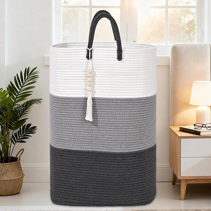Woven Laundry Basket for Clothes, 65 L Large Rectangle Laundry Hampers - Image 7