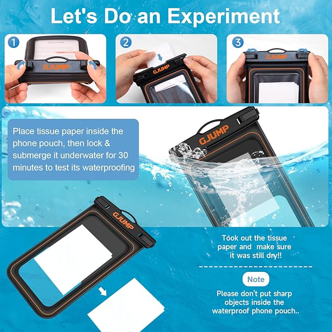 2 Pack Floating Waterproof Phone Pouch, Up to 8.3" IP68 Cellphone Dry Bag Compatible for iPhone 16 15 14 13 Pro Max Samsung Galaxy, Essential for Beach Cruise Ship (Orange*2)