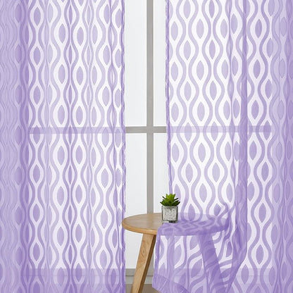 Aiyufeng Lavender Sheer Curtains Tiers 36 Inch Length, Light Filtering Soft - Image 3