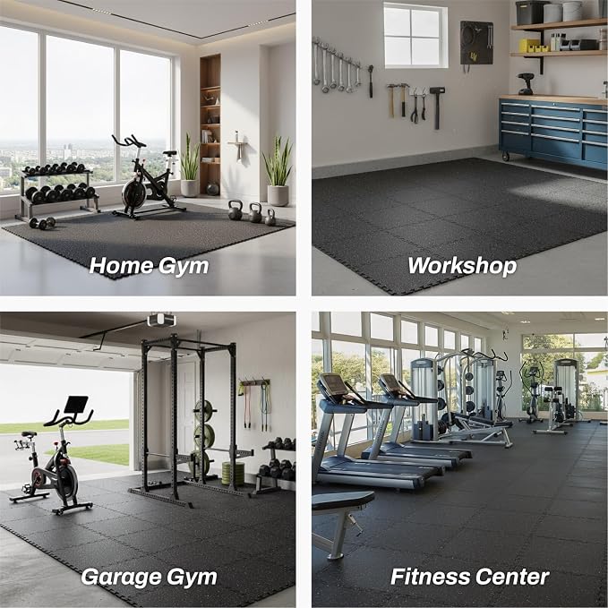 AIRHOP 0.56in Thick 24 Sq Ft Exercise Equipment Mats, 6 Tiles Upgraded Rubber - Image 7