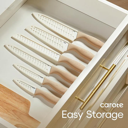 CAROTE 12PCS Knife set with Blade Guards, Granite Nonstick Ceramic Coating - Image 5