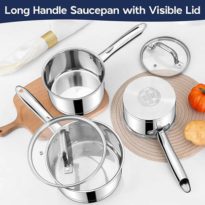 LIANYU 2 Quart Saucepan with Lid, Stainless Steel Sauce Pan Small Cooking Pot - Image 8